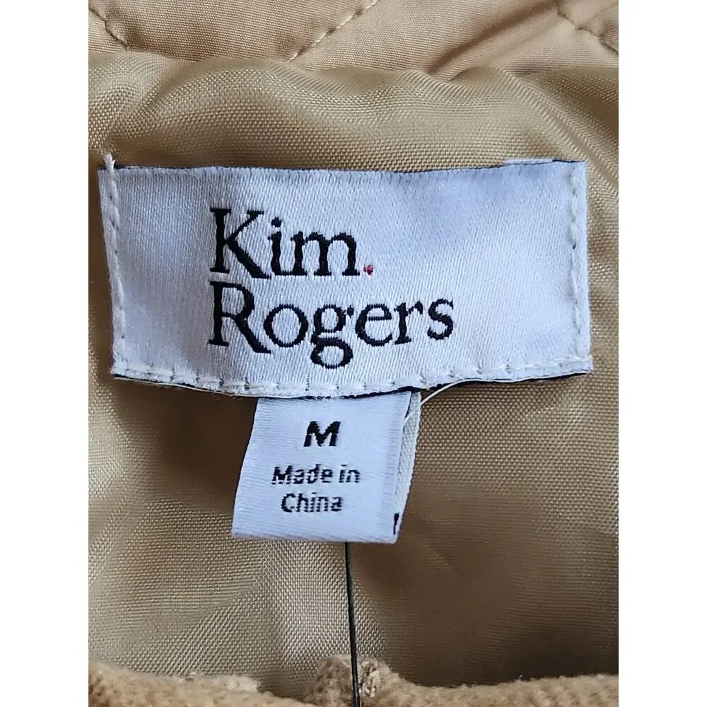 Kim Rogers Jacket Women's M Tan Quilted Full Zip Snap NWT - Picture 7 of 8